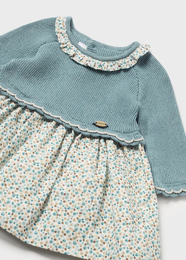 Mayoral Newborn Combined Knit Dress in Iceberg - 4-6 Months Mayoral Newborn Combined Knit Dress in Iceberg - 4-6 Months