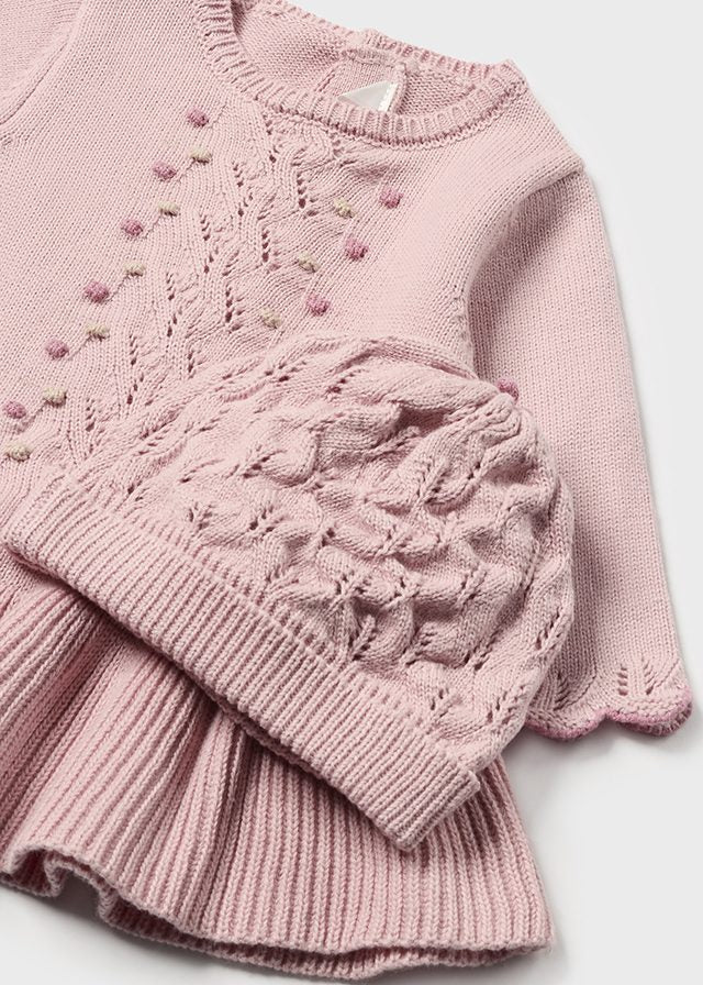 Mayoral Sugar Pink Newborn Girl Knit Dress with Hat - 18 Months Mayoral Sugar Pink Newborn Girl Knit Dress with Hat - 18 Months