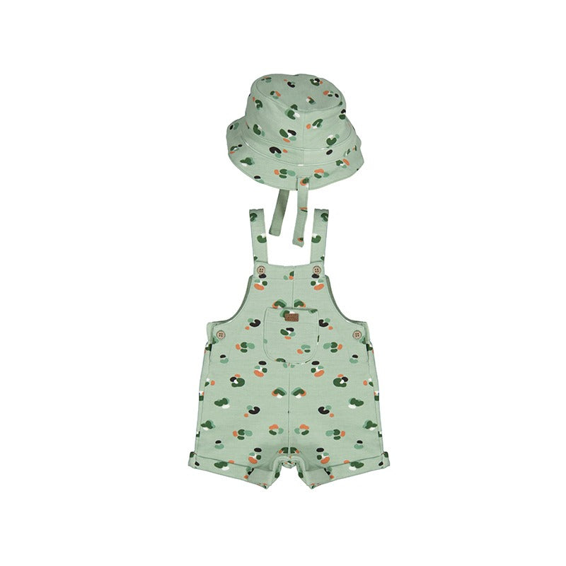 Mayoral Striped Overall Romper & Hat Set