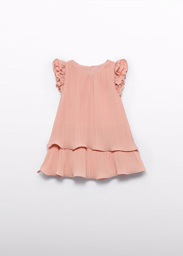 Abel & Lula Salmon Pleated Crepe Dress - 5 Abel & Lula Salmon Pleated Crepe Dress - 5