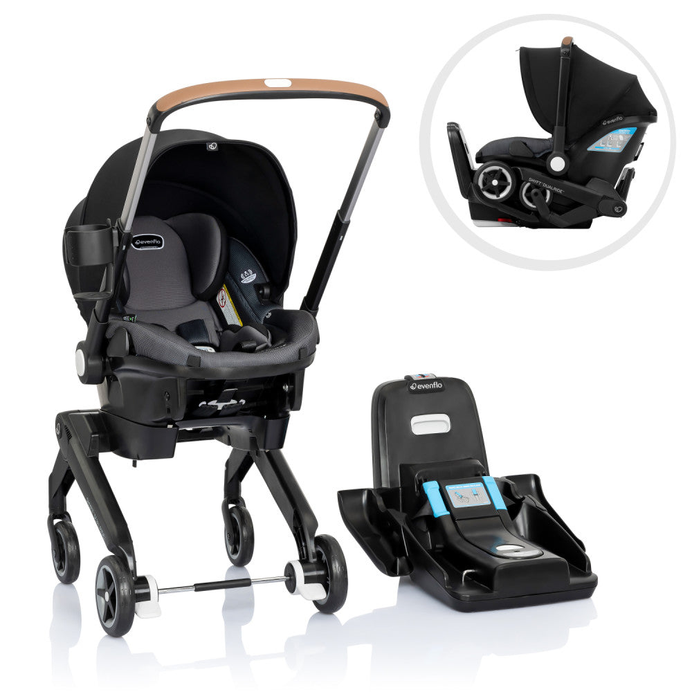 evenflo mini pack n play Evenflo Shyft DualRide Infant Car Seat Stroller Combo with Carryall Storage