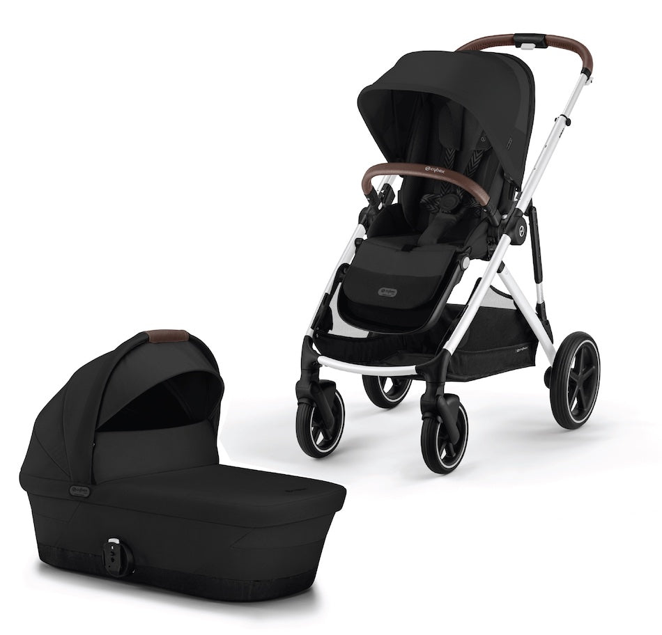 cybex s cot Cybex Gazelle S Stroller + Carrycot Moon Black/Silver Frame