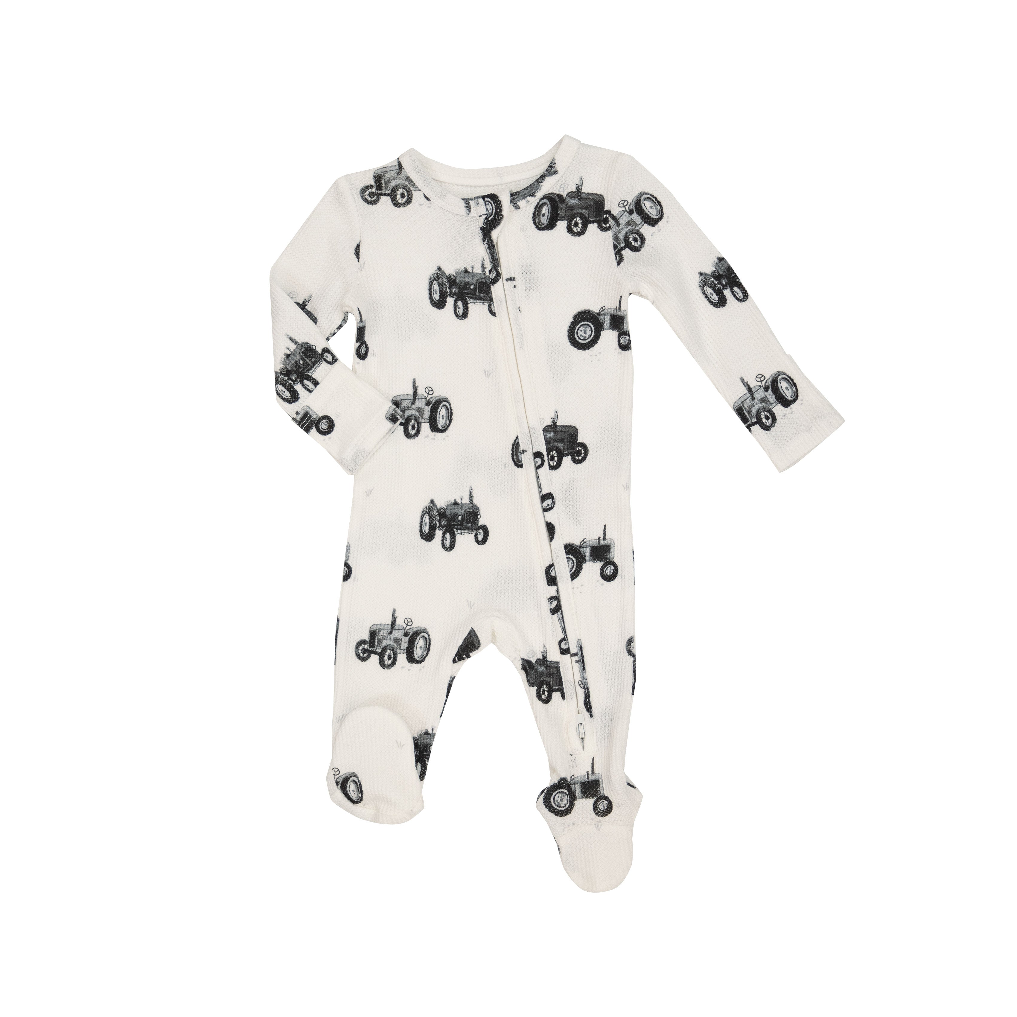 Angel Dear 2 Way Zipper Footie- Black & White Farm Animals main image 1