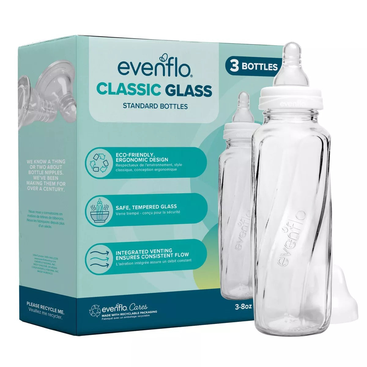 Evenflo Feeding Pack Classic Glass Bottle 8oz – Destination