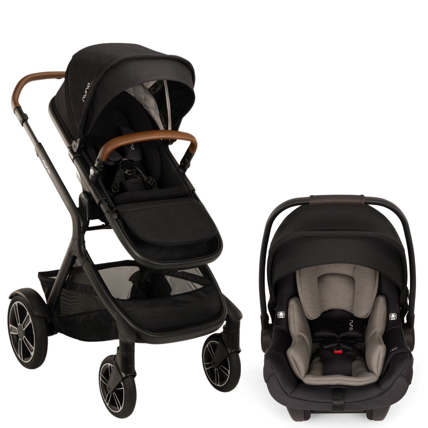 Nuna DEMI Next Single to Double Stroller + PIPA AIRE Infant Car Seat Travel