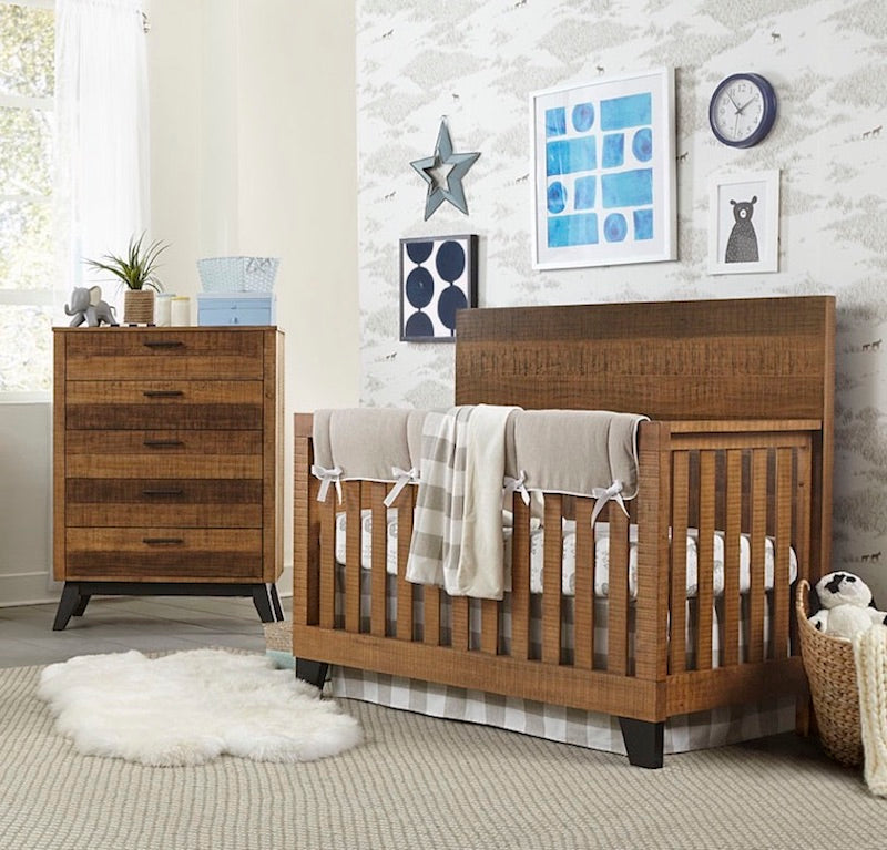 brown crib with white dresser Wood Birth Announcement Art Over Brown Crib - Cottage