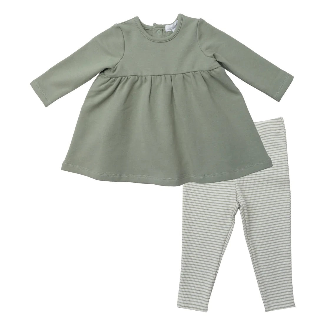 Angel Dear Organic French Terry Empire Waist Dress - Seagrass