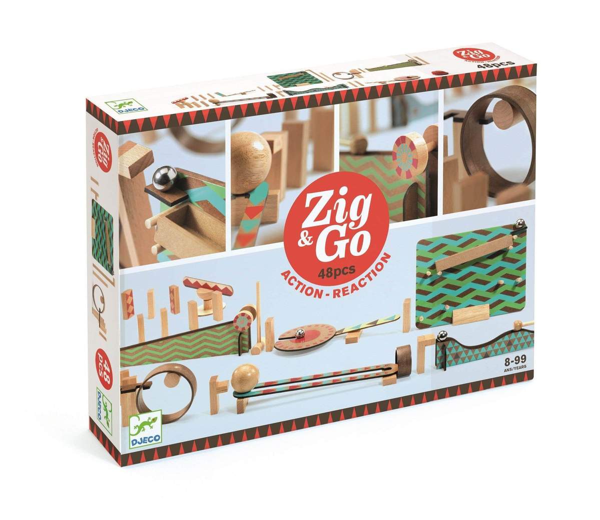 ジグ&ゴー 48ピース ジェコ 知育玩具 新品 未使用 在庫処分 Djeco Zig & Go 48pc Chain Reaction Construction Set – Destination