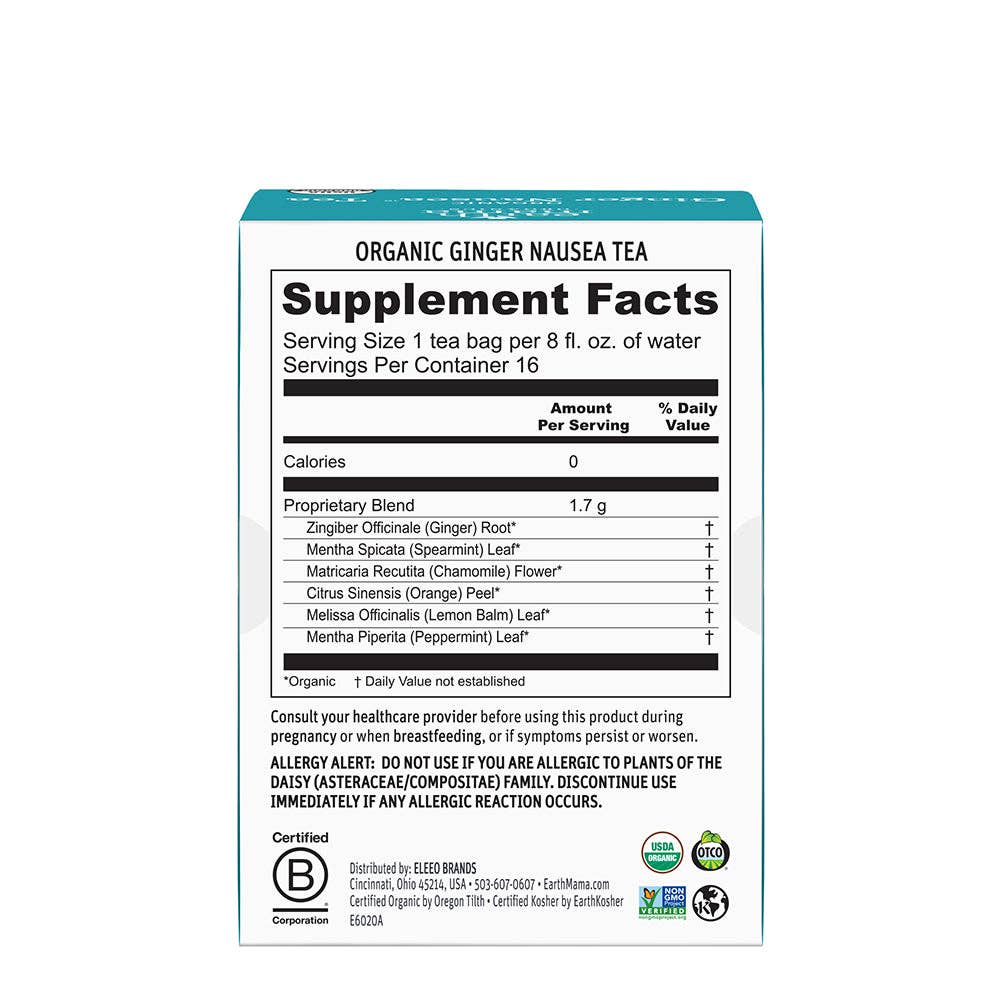 Organic Ginger Nausea Tea Products for Mom Earth Mama Organics