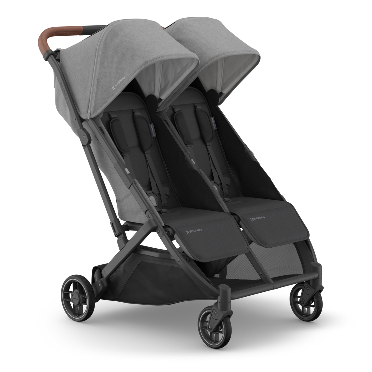 UPPAbaby Minu Duo Side by Side Compact Double Stroller - Ada - Sandstone Mélange | Carbon Frame