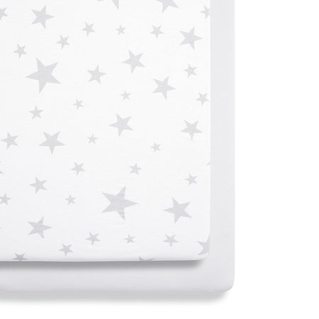 Twin Pack Bassinet Sheets - Grey Star Fitted Sheets Snuz