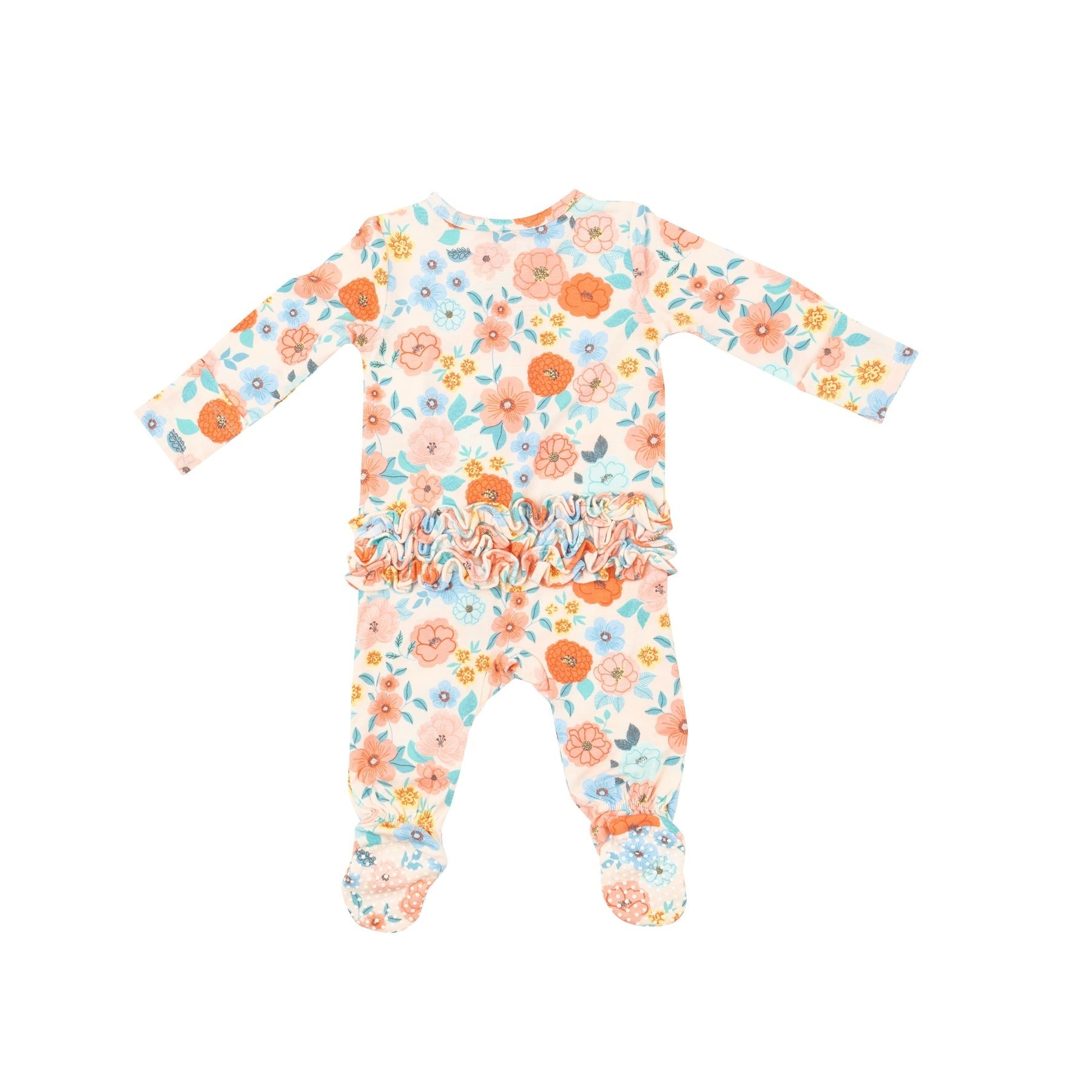 Flower Cart 2 Way Ruffle Zipper Footie Clothing - Infant Angel Dear