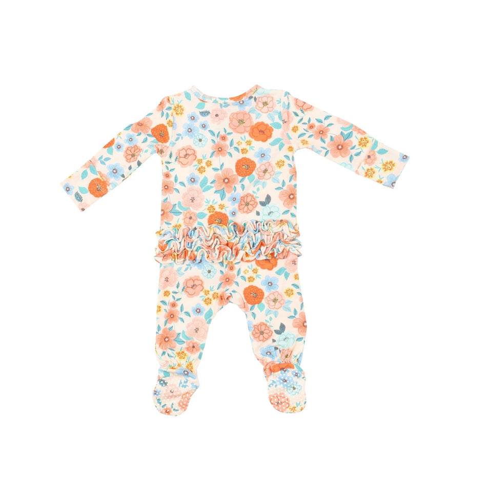 Flower Cart 2 Way Ruffle Zipper Footie