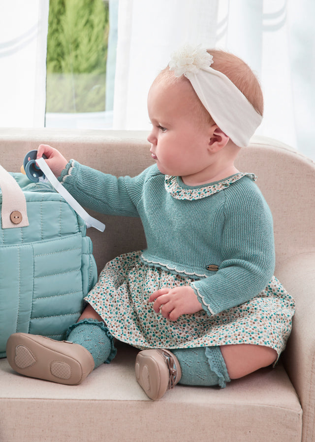 Mayoral Newborn Combined Knit Dress in Iceberg - 4-6 Months Mayoral Newborn Combined Knit Dress in Iceberg - 4-6 Months