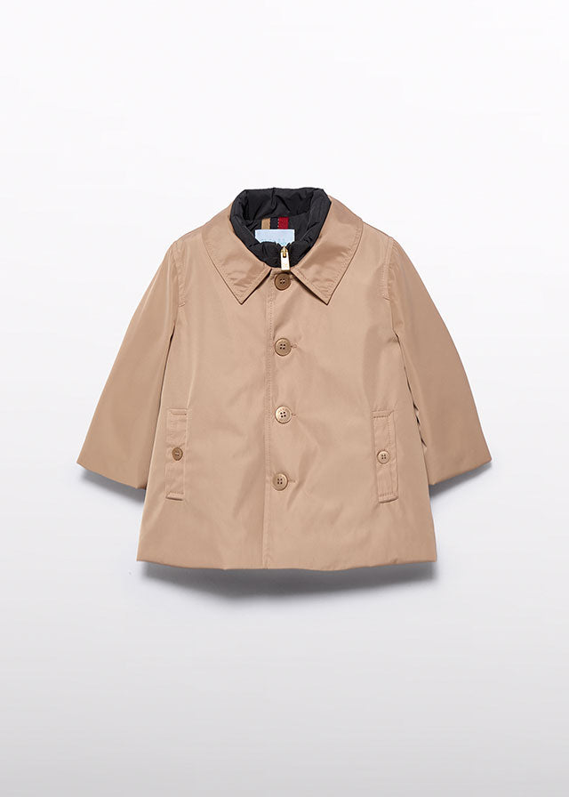 Babyhug Woven Full Sleeves High Neck Trench Coat with Quilt Design - Wine
