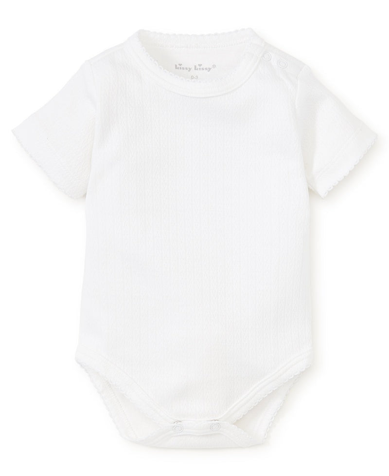 Kissy Pointelle Short Sleeve Bodysuit - White