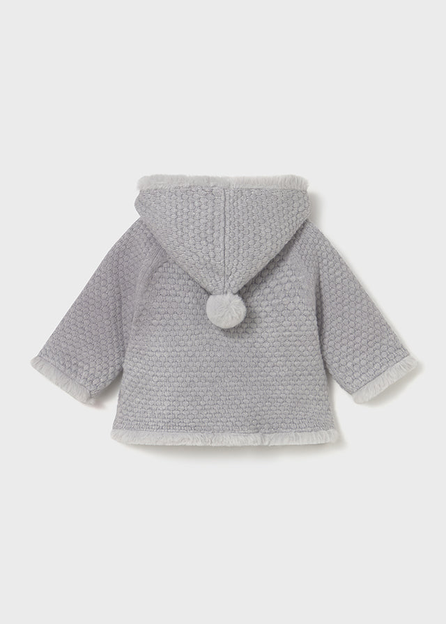 Newborn Girl Knit Pom Jacket with Faux Fur Jackets Mayoral