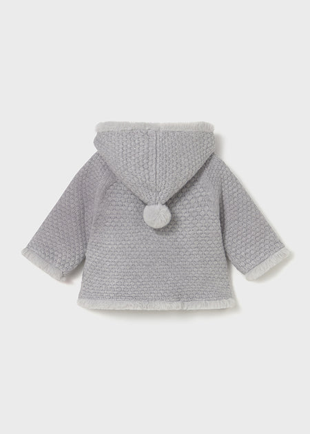 Newborn Girl Knit Pom Jacket with Faux Fur Jackets Mayoral