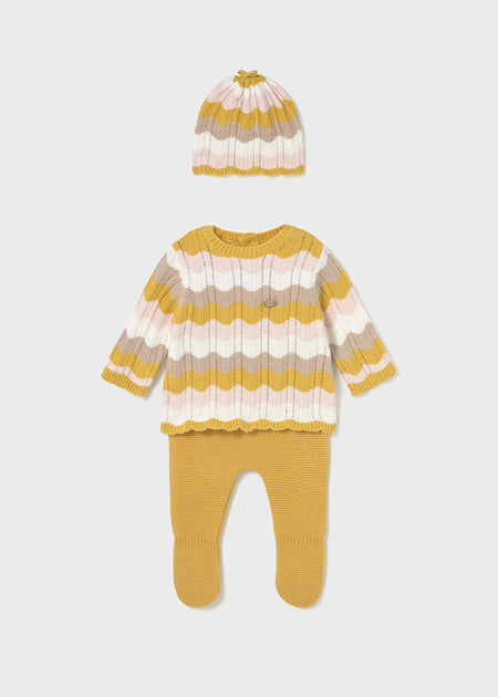Camomile, Pink & Cream Newborn Girl 3-Piece Knit Set Clothing - Infant Mayoral