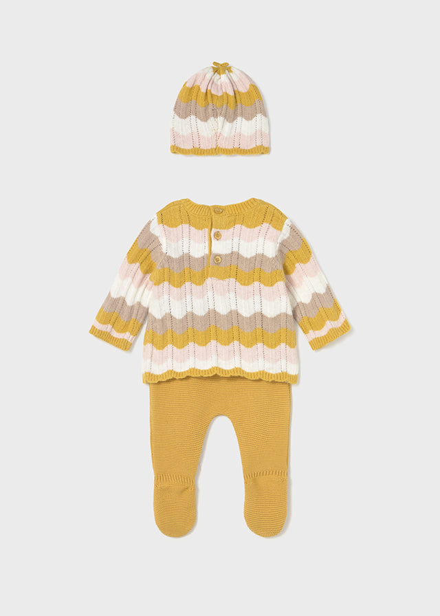 Camomile, Pink & Cream Newborn Girl 3-Piece Knit Set Clothing - Infant Mayoral