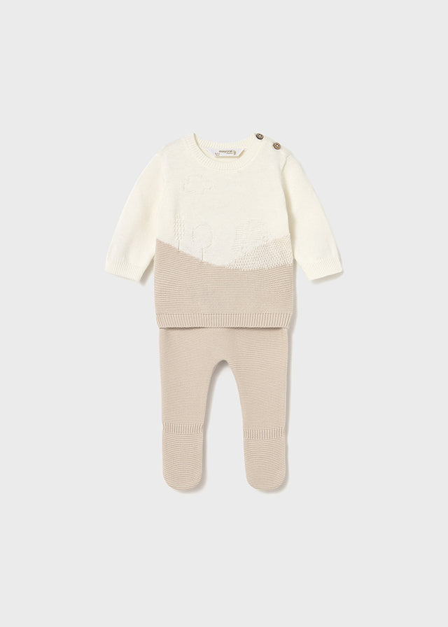 Newborn Knit Pants and Sweatshirt Set Clothing - Infant Mayoral Beige ( Soy ) 1-2 Months