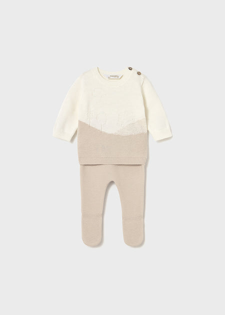 Newborn Knit Pants and Sweatshirt Set Clothing - Infant Mayoral Beige ( Soy ) 1-2 Months