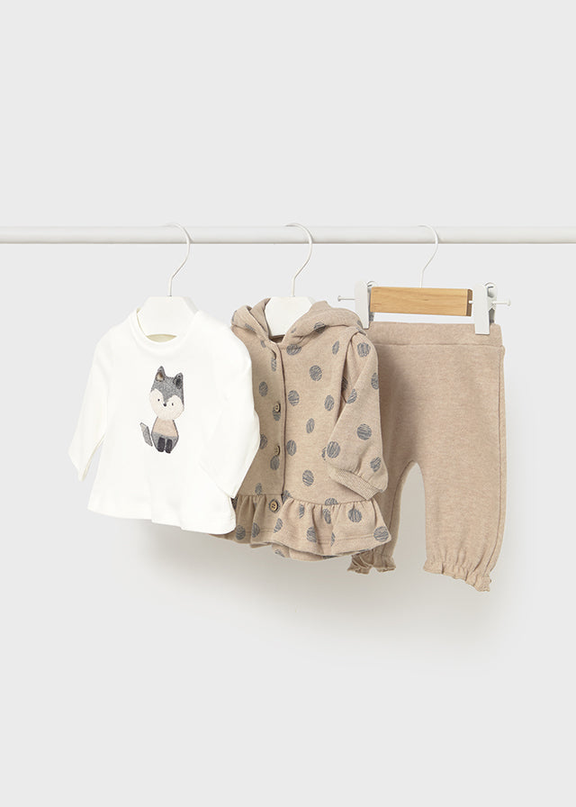 Newborn Girl 3-Piece Knit Set – Woodland Animal Theme Clothing - Girls Outfits Mayoral