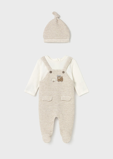 Newborn Boy Beige & Cream One Piece with Hat Clothing - Boys Outfits Mayoral