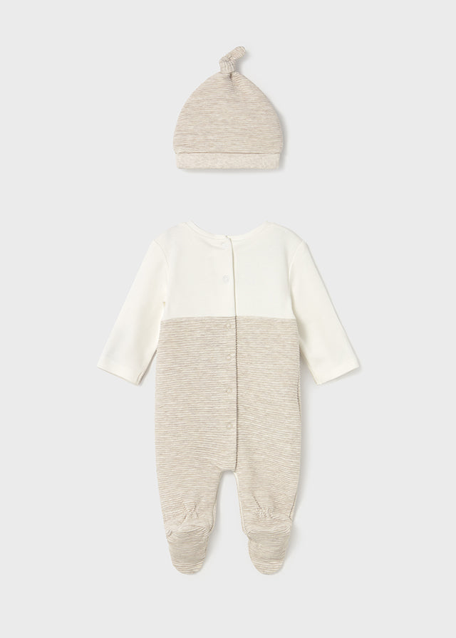 Newborn Boy Beige & Cream One Piece with Hat Clothing - Boys Outfits Mayoral