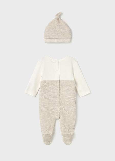 Newborn Boy Beige & Cream One Piece with Hat Clothing - Boys Outfits Mayoral