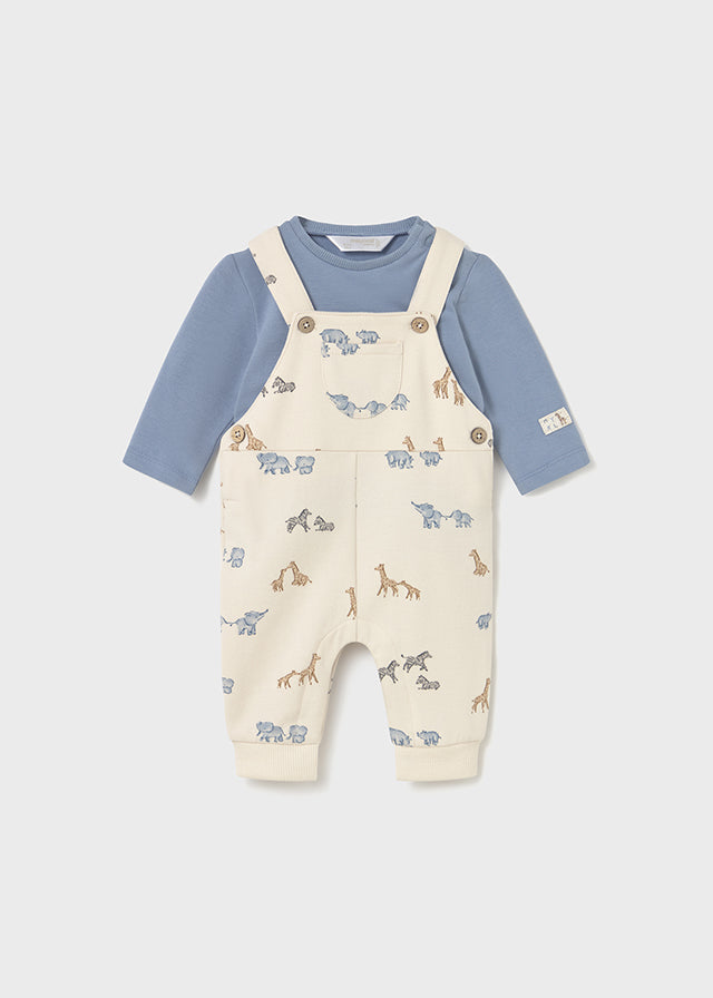 Newborn Boy Safari Print Dungaree and T-Shirt Set