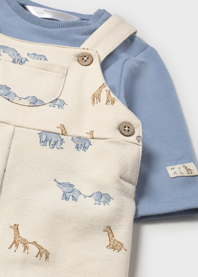 Newborn Boy Safari Print Dungaree and T-Shirt Set