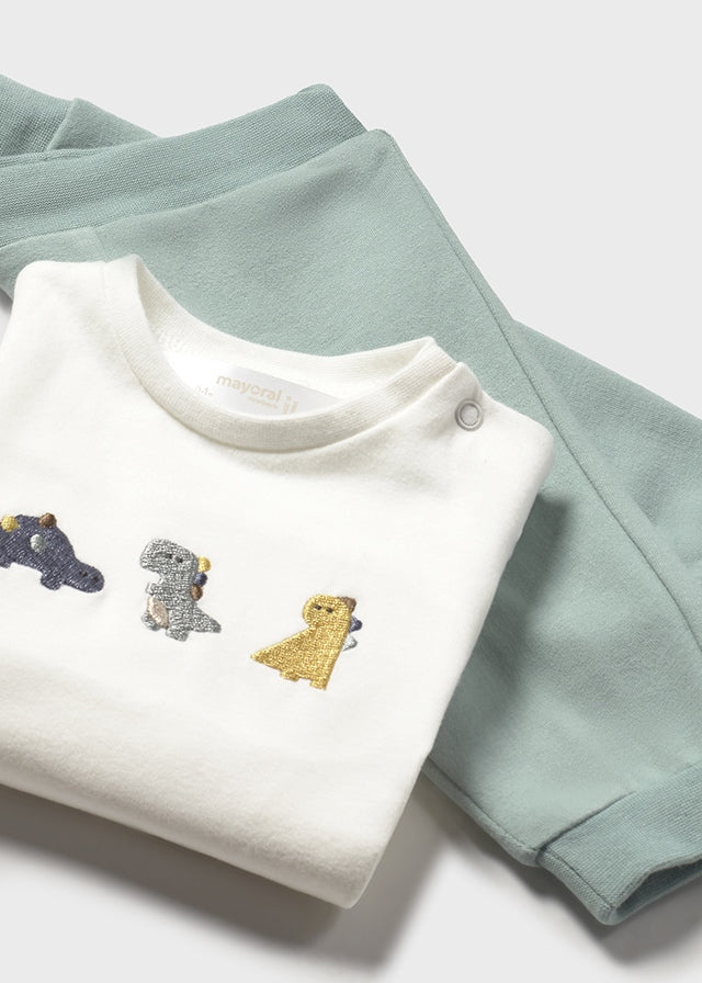 Newborn Boy 3-Piece Sage Dino Set - Shirt, Hats & Jacket Clothing - Boys Outfits Mayoral