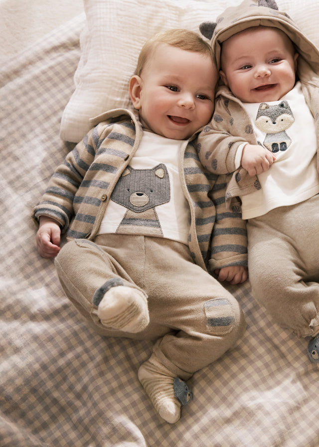 Newborn Boy 3-Piece Knit Set – Woodland Animal Theme