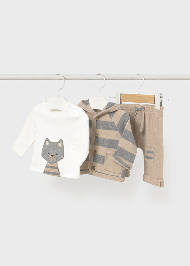 Newborn Boy 3-Piece Knit Set – Woodland Animal Theme