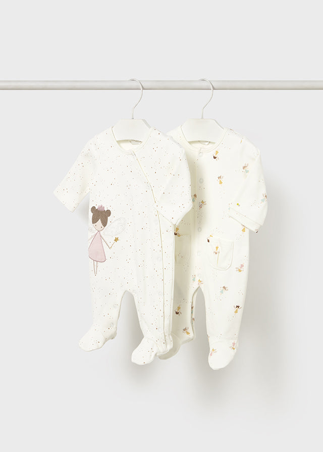 Newborn Girl Snap Footie with Fairy Applique Footies Mayoral