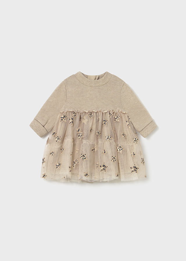 Newborn Girl Brown Tulle Dress