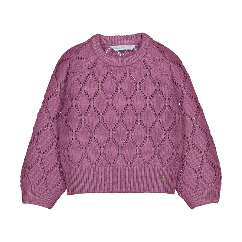Girl Shiny Openwork Sweater Clothing - Girls Outfits Abel & Lula Lilac 4