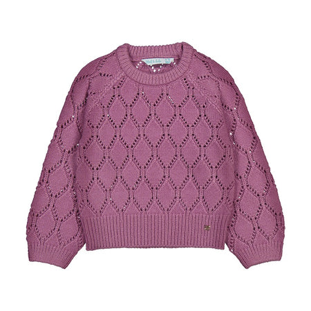 Girl Shiny Openwork Sweater Clothing - Girls Outfits Abel & Lula Lilac 4