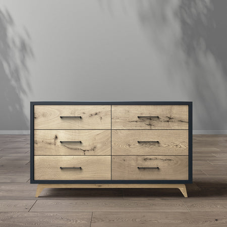 Romina Uptown Double Dresser Dressers Romina Furniture Peppercorn Bar Handle - Gold