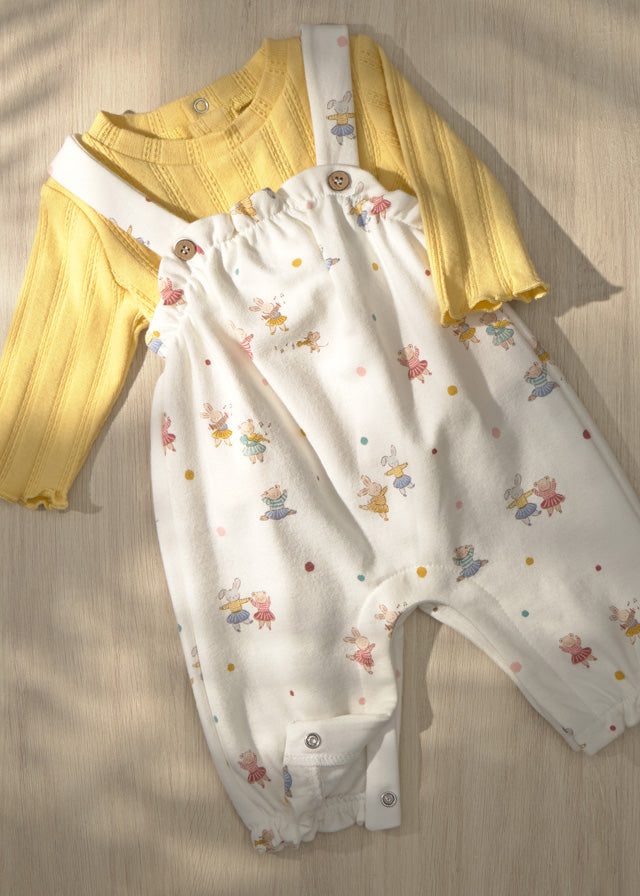 Newborn Newborn Girl Printed Dungaree and Sweater Set - Chamomille Baby & Toddler Outfits Mayoral