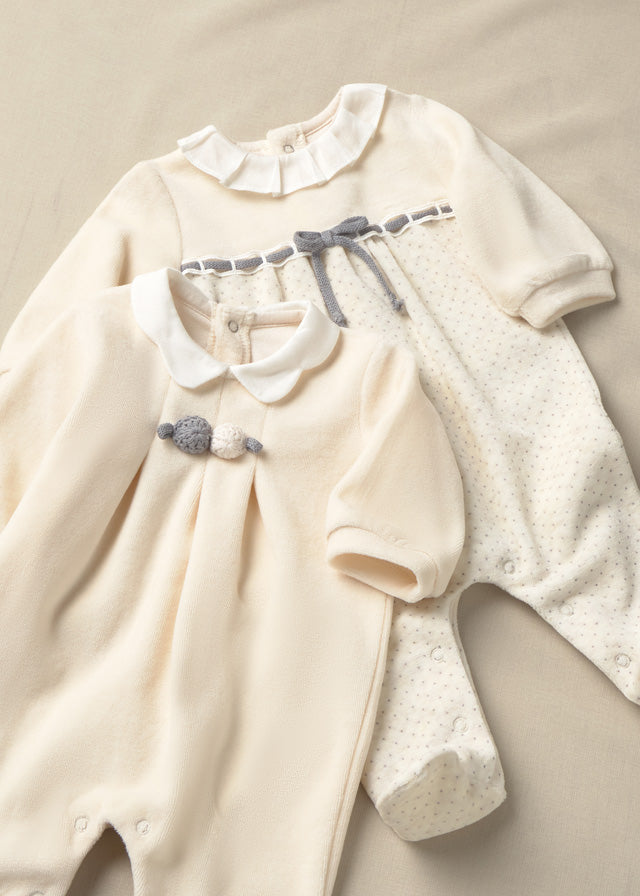 Velour Romper with Collar - Pottery Rompers & Coveralls Mayoral Pattern 0-1 Months