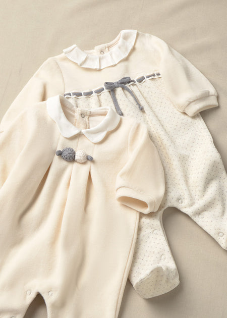 Velour Romper with Collar - Pottery Rompers & Coveralls Mayoral Pattern 0-1 Months