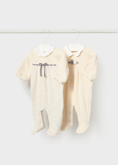 Velour Romper with Collar - Pottery Rompers & Coveralls Mayoral