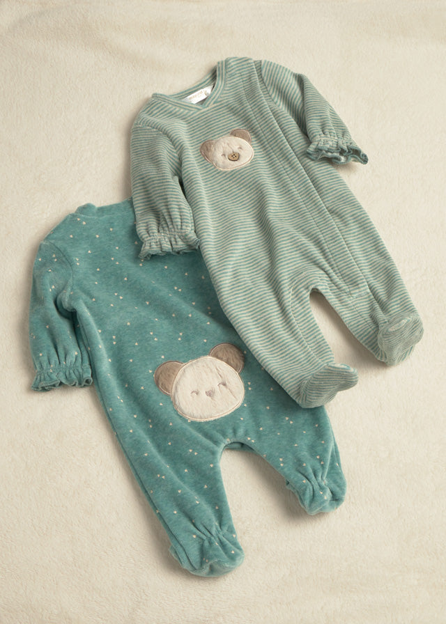 Mayoral Velour Footie - Mineral Baby & Toddler Outfits Mayoral