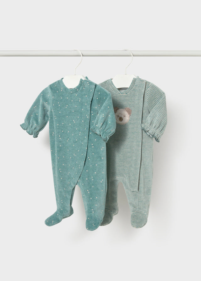 Mayoral Velour Footie - Mineral Baby & Toddler Outfits Mayoral