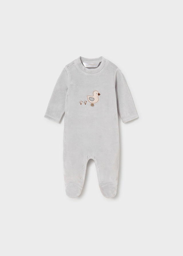 Velour Footie - Fog Footies Mayoral Solid 0-1 Months