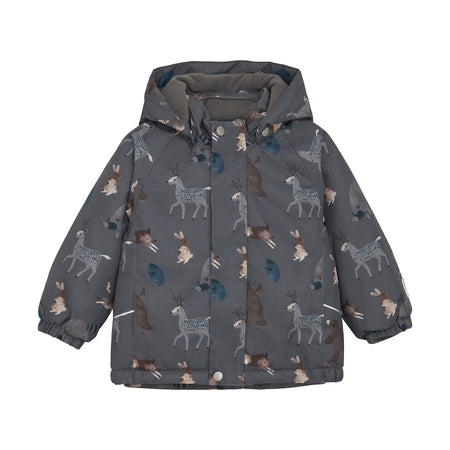Boys’ Winter Jacket – Grey Woodland Animal Print, Waterproof & Breathable Snow Coat Jackets Minymo