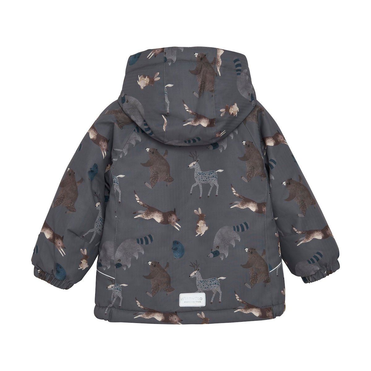 Boys’ Winter Jacket – Grey Woodland Animal Print, Waterproof & Breathable Snow Coat Jackets Minymo
