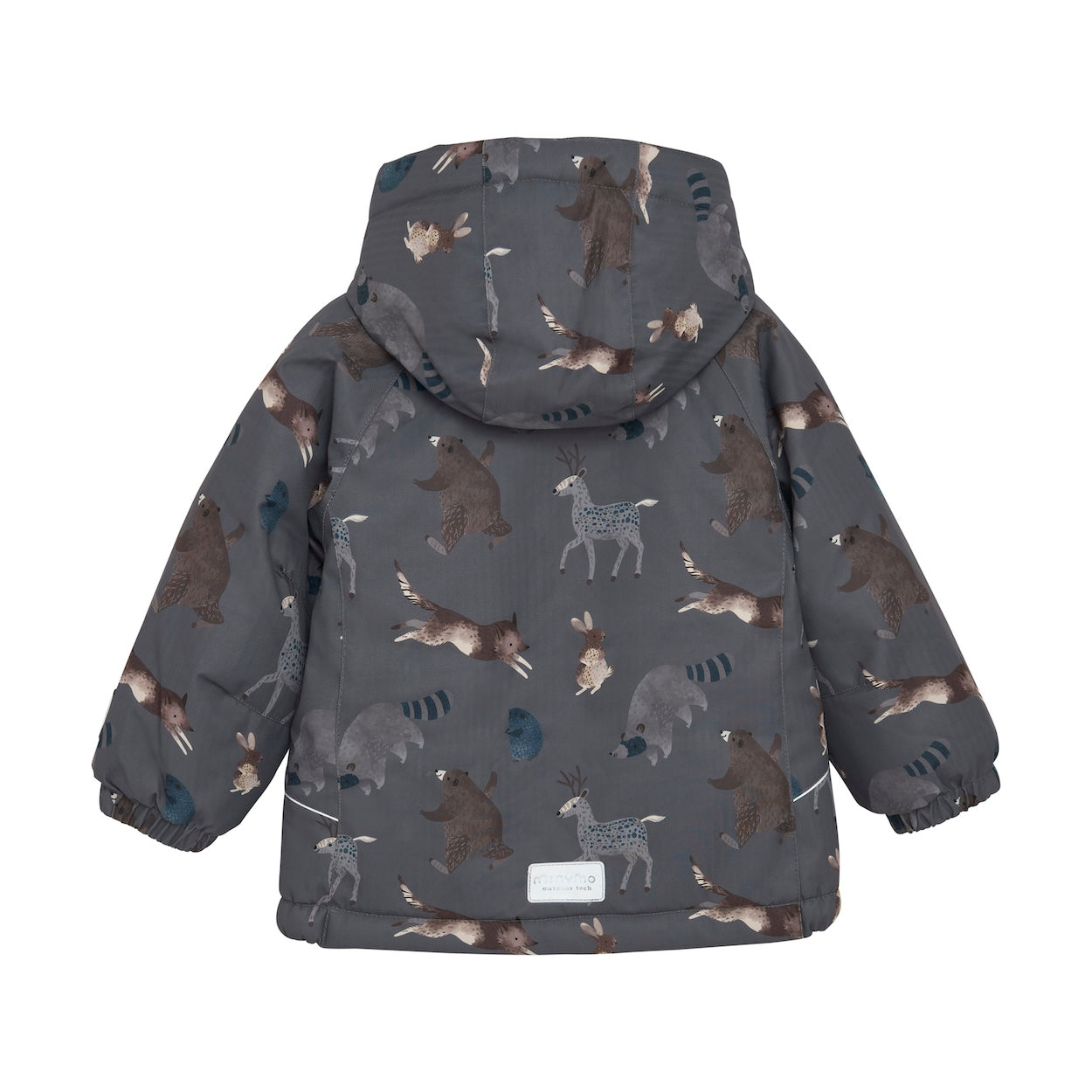 Boys’ Winter Jacket – Grey Woodland Animal Print, Waterproof & Breathable Snow Coat Jackets Minymo